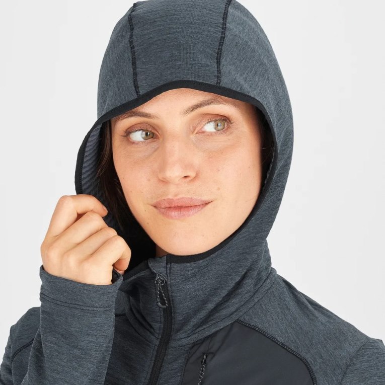 Salomon Essential Lightwarm Hooded Women's Jackets Black | CA 26O93